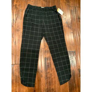 Marine Layer Black & White Windowpane Straight Leg Elastic Waist Pants, Size S